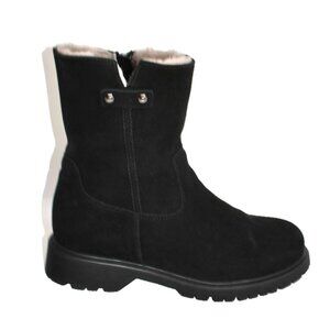 New! La Canadienne Hunter Shearling Lined Suede Boots Black Size 7.5 M DD456B